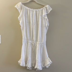 NWOT Sunday Saint Tropez - mini dress/cover-up - white linen - one size